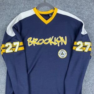 Asphalt Legend Jersey Mens M Navy Brooklyn 27 Long‎ Sleeve V-Neck